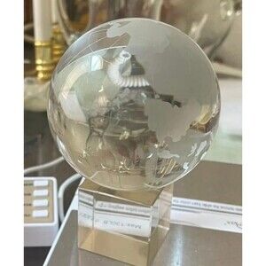 Shannon by Godinger Crystal Globe w/Base Sculpture New Sealed Paperweight Earth